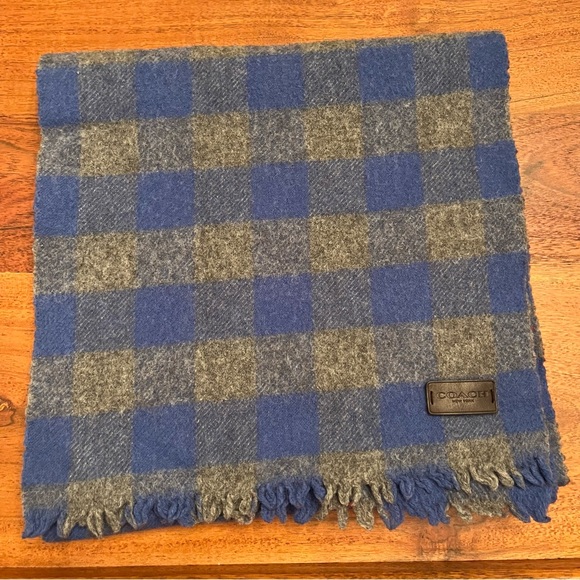 Coach Blue Gray Scarf Leather Coach Tag - Picture 1 of 5